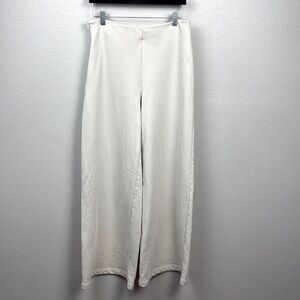 Nap Loungewear Pants Wide Leg High Rise Flat Front Cream Stretch Cotton M